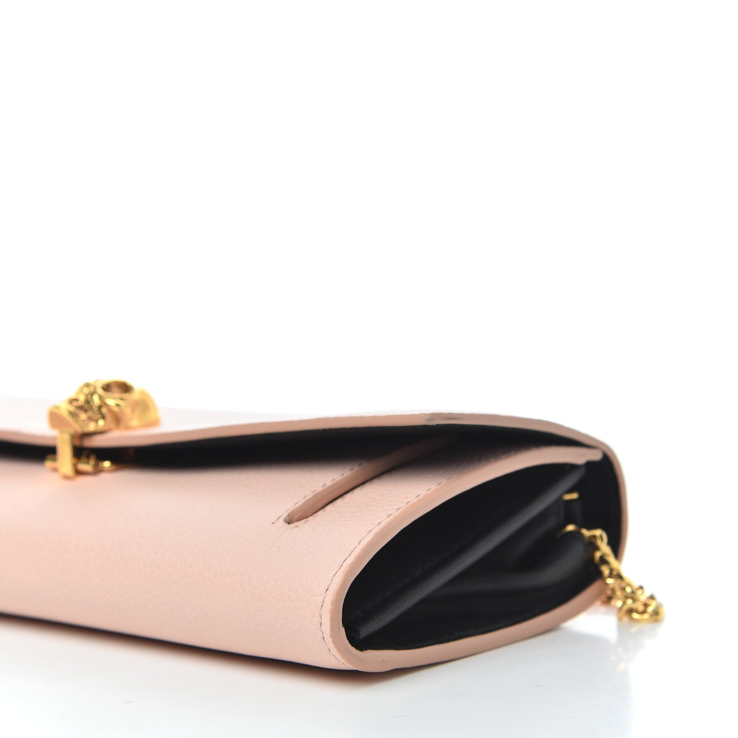 Pebbled Calfskin Skull Wallet on Chain Teint