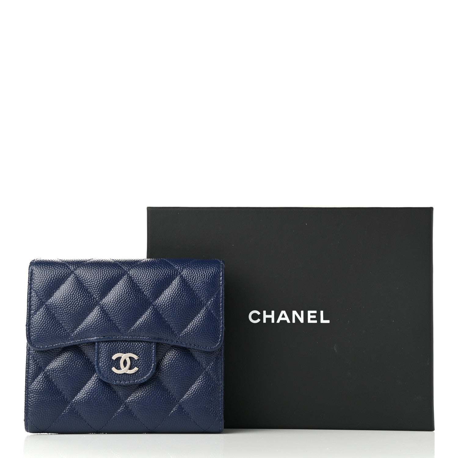 Chanel Caviar Quilted Compact Flap Wallet Navy 10 of 10