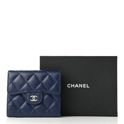Chanel Caviar Quilted Compact Flap Wallet Navy 10 of 10