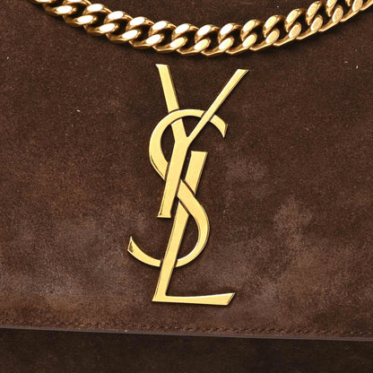 Saint Laurent Smooth Calfskin Suede Medium Reversible Monogram Kate Satchel Military Brown 13 of 15
