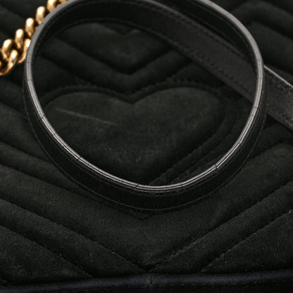 Gucci Velvet Matelasse Loved Embroidered Medium GG Marmont Shoulder Bag Black 14 of 15