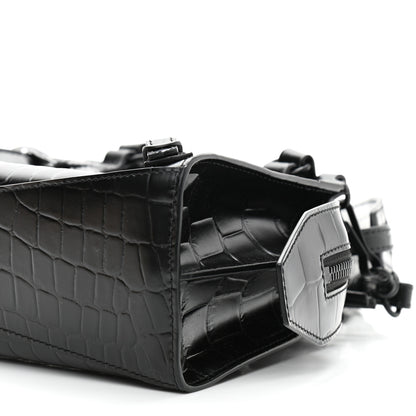 Balenciaga Semi Shiny Calfskin Crocodile Embossed Neo Classic Black Hardware Mini City Black 9 of 10