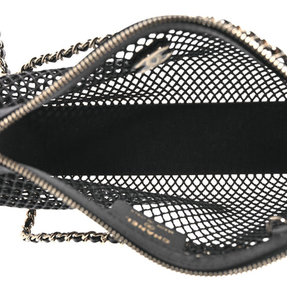 Chanel Mesh Shiny Lambskin Clutch With Chain  Black 6 of 11
