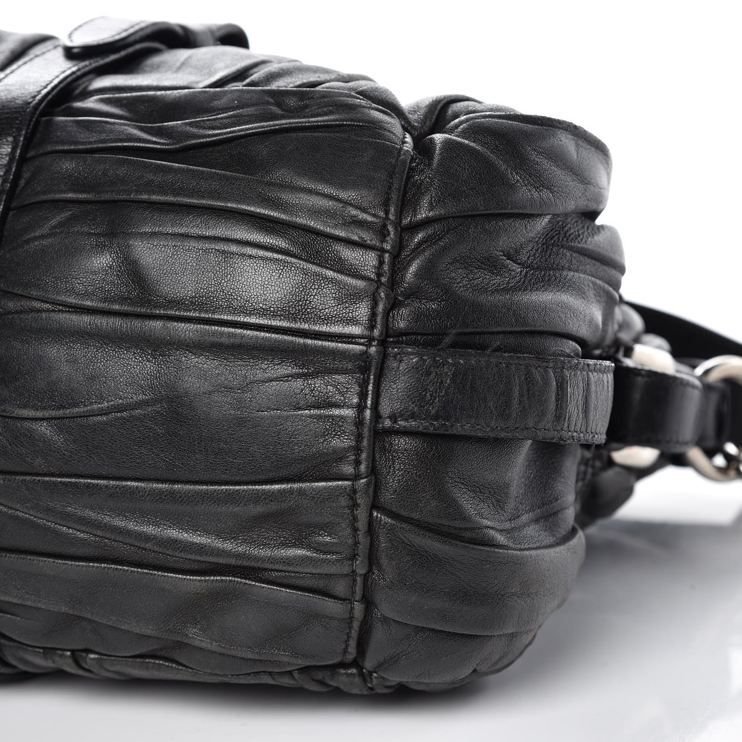 Nappa Gaufre Shopping Satchel Black