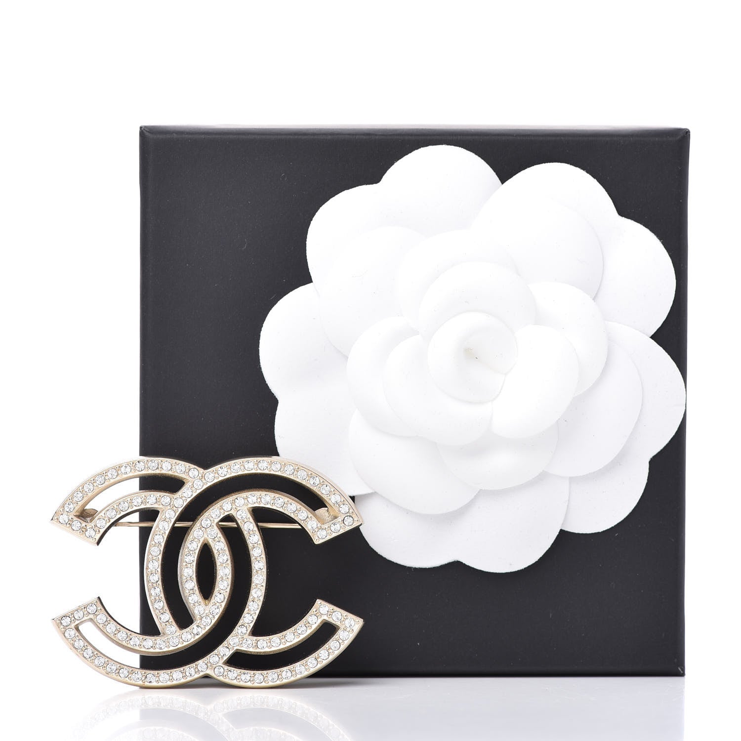Chanel Crystal CC Brooch Light Gold 5 of 5