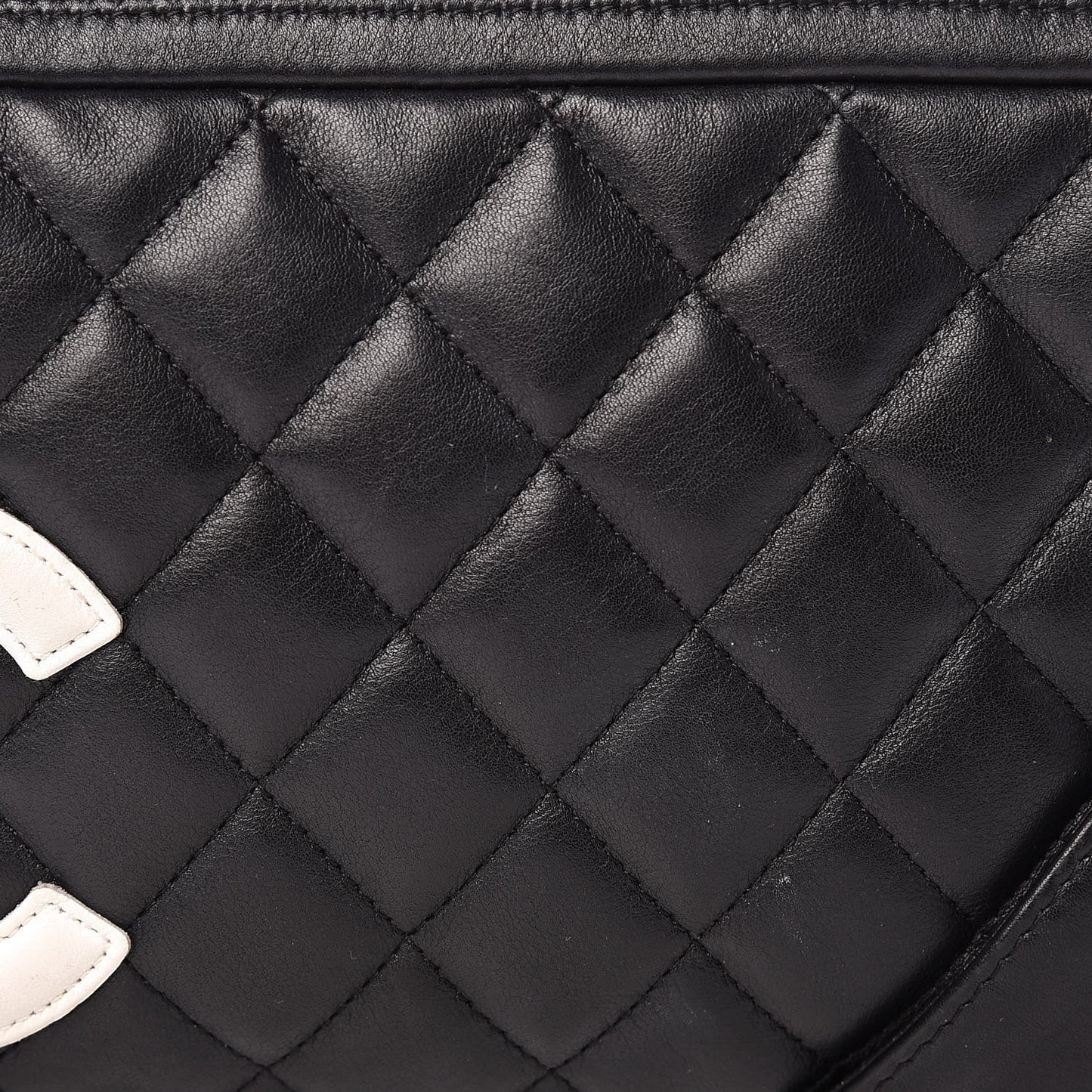 Calfskin Quilted Cambon Pochette Black White