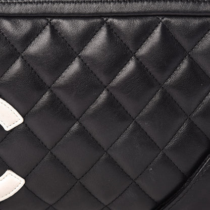 Chanel Calfskin Quilted Cambon Pochette Black White 8 of 12