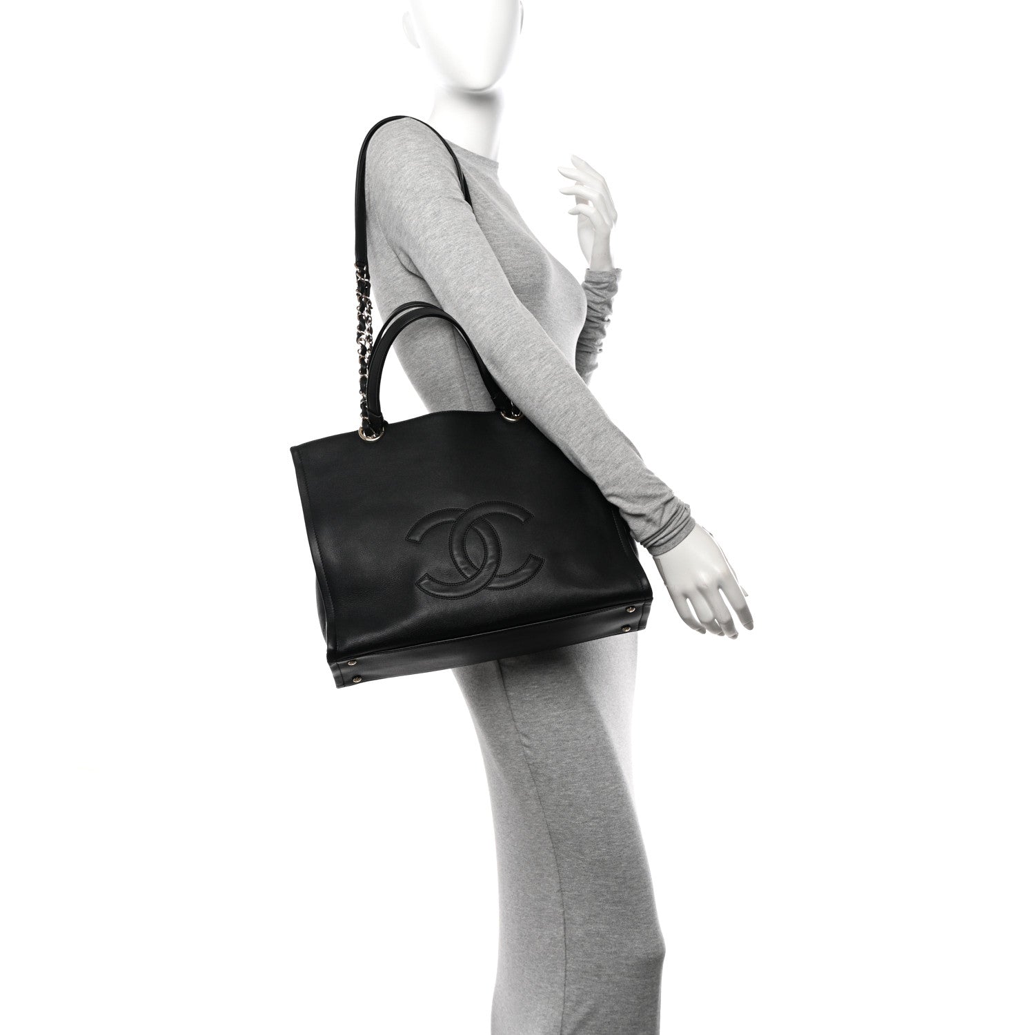 Chanel Calfskin CC Zipped Shopping Tote Black 2 of 10