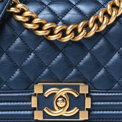Chanel Metallic Calfskin Quilted Small Boy Flap Blue 8 of 10