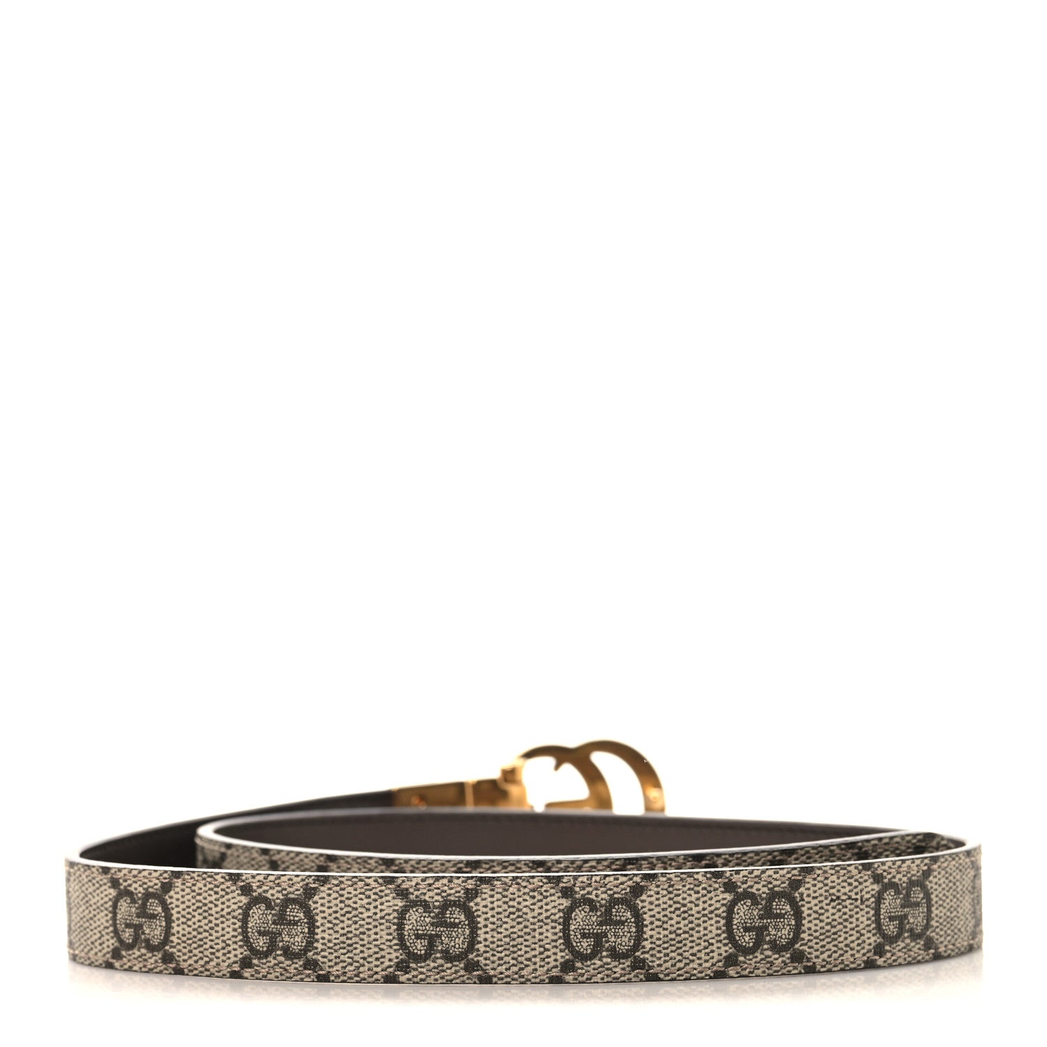 Gucci GG Supreme Monogram Plutone Calfskin Double G Reversible Belt Beige Ebony 2 of 5