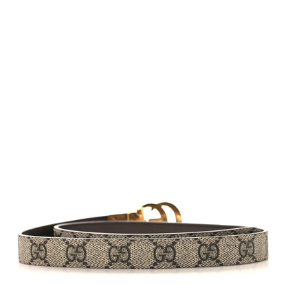 Gucci GG Supreme Monogram Plutone Calfskin Double G Reversible Belt Beige Ebony 2 of 5