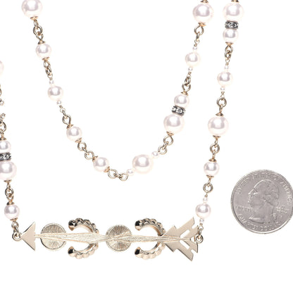 Chanel Pearl Crystal Queen of France Multi Strand Necklace Gold 6 of 7