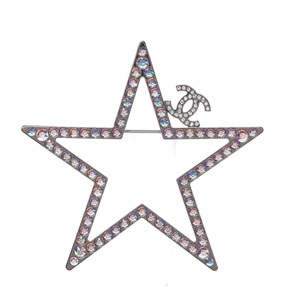 Chanel Ruthenium Crystal Star CC Brooch 1 of 6