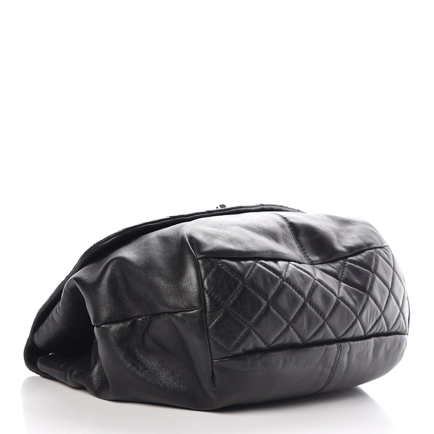 Calfskin Quilted Large Trianon Messenger Flap Black