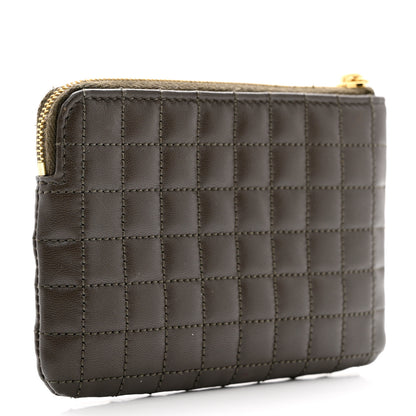 Celine Calfskin Quilted C Charm Coin Card Pouch Khaki 3 of 7