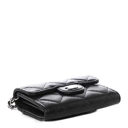 Chanel Caviar Quilted Flap Card Holder On Chain Black 3 of 4