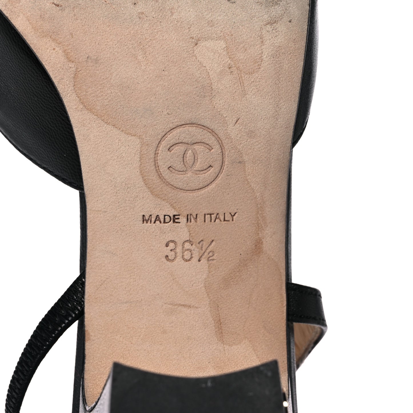Lambskin Patent Cap Toe CC Slingback Pumps 36.5 Black
