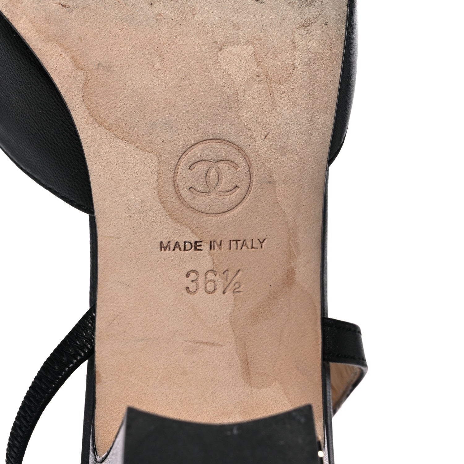 Chanel Lambskin Patent Cap Toe CC Slingback Pumps 36.5 Black 6 of 10