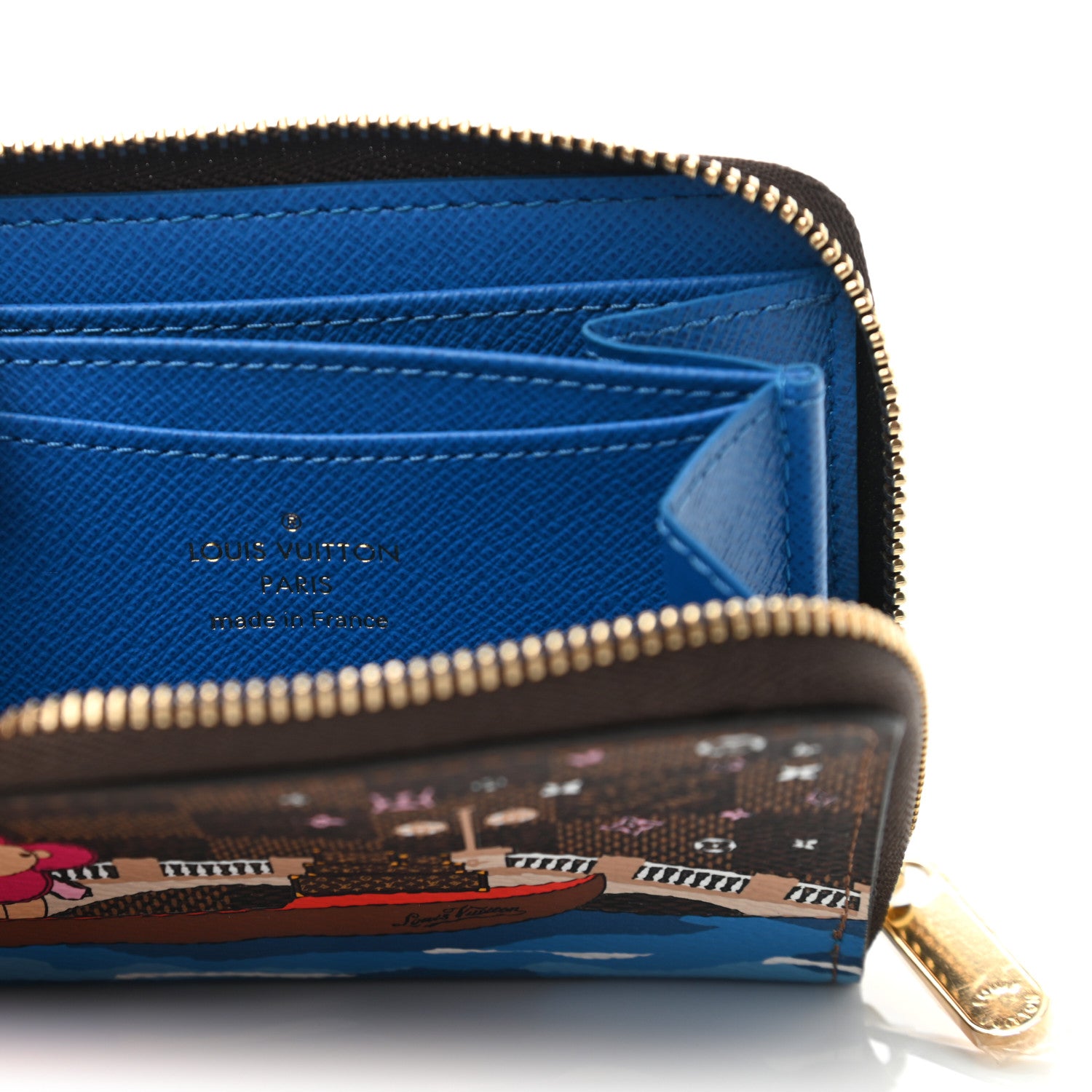 Louis Vuitton Damier Ebene 2019 Christmas Animation Zippy Coin Purse Blue 6 of 7