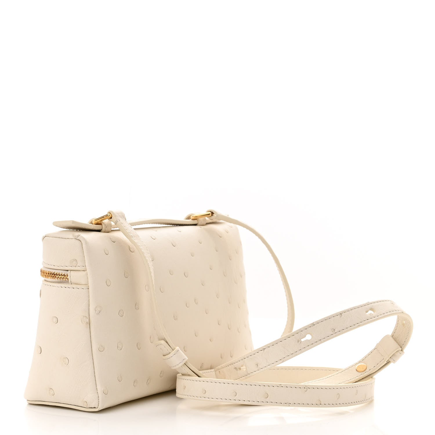 Loro Piana Ostrich L19 Extra Pocket Pouch Whisper White 1448194