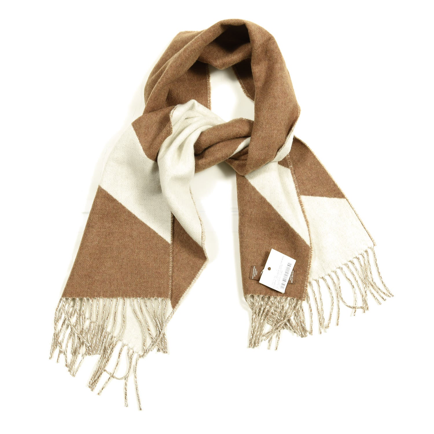 Hermes Cashmere Fringe Scarf Noisette Ecru 1 of 3