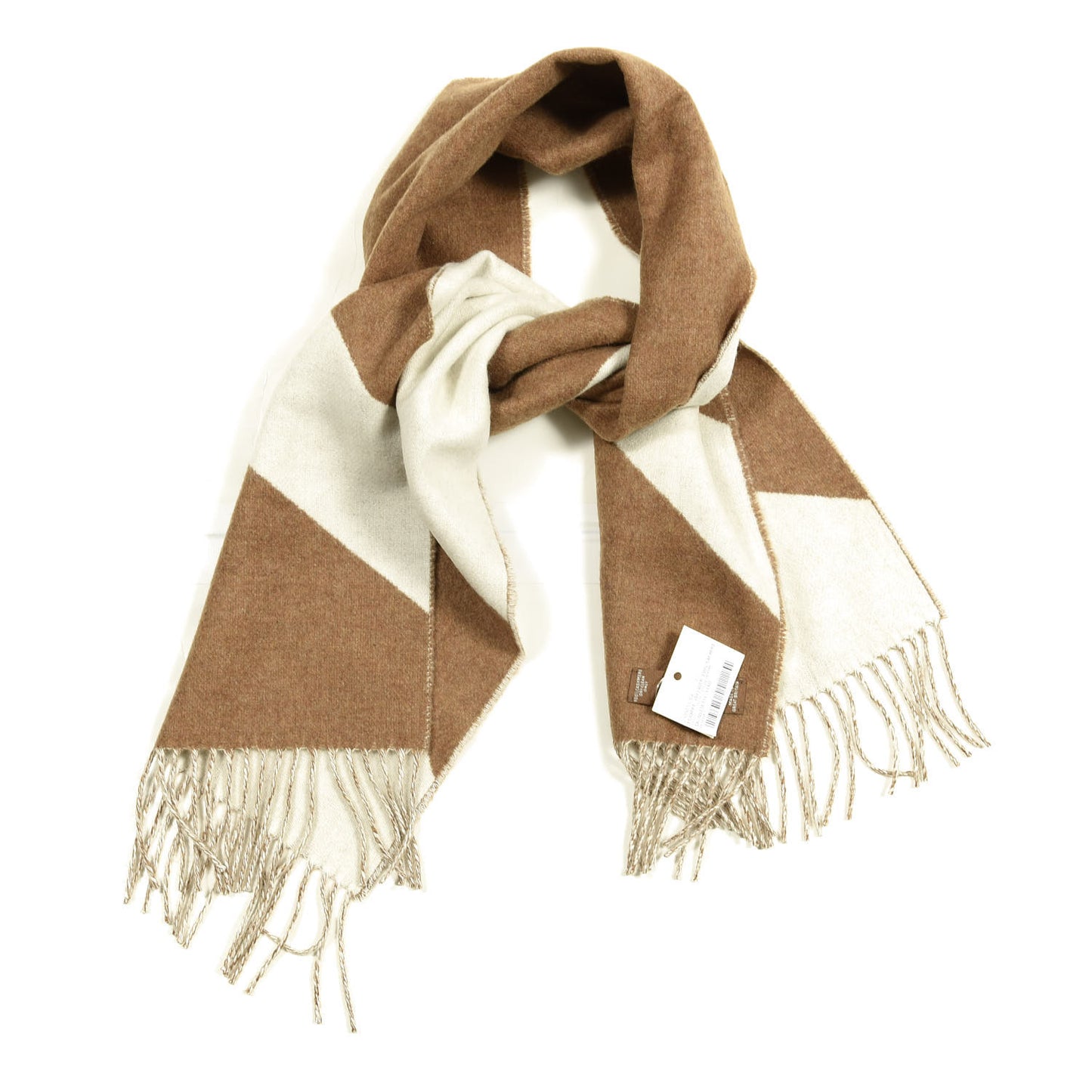 Cashmere Fringe Scarf Noisette Ecru