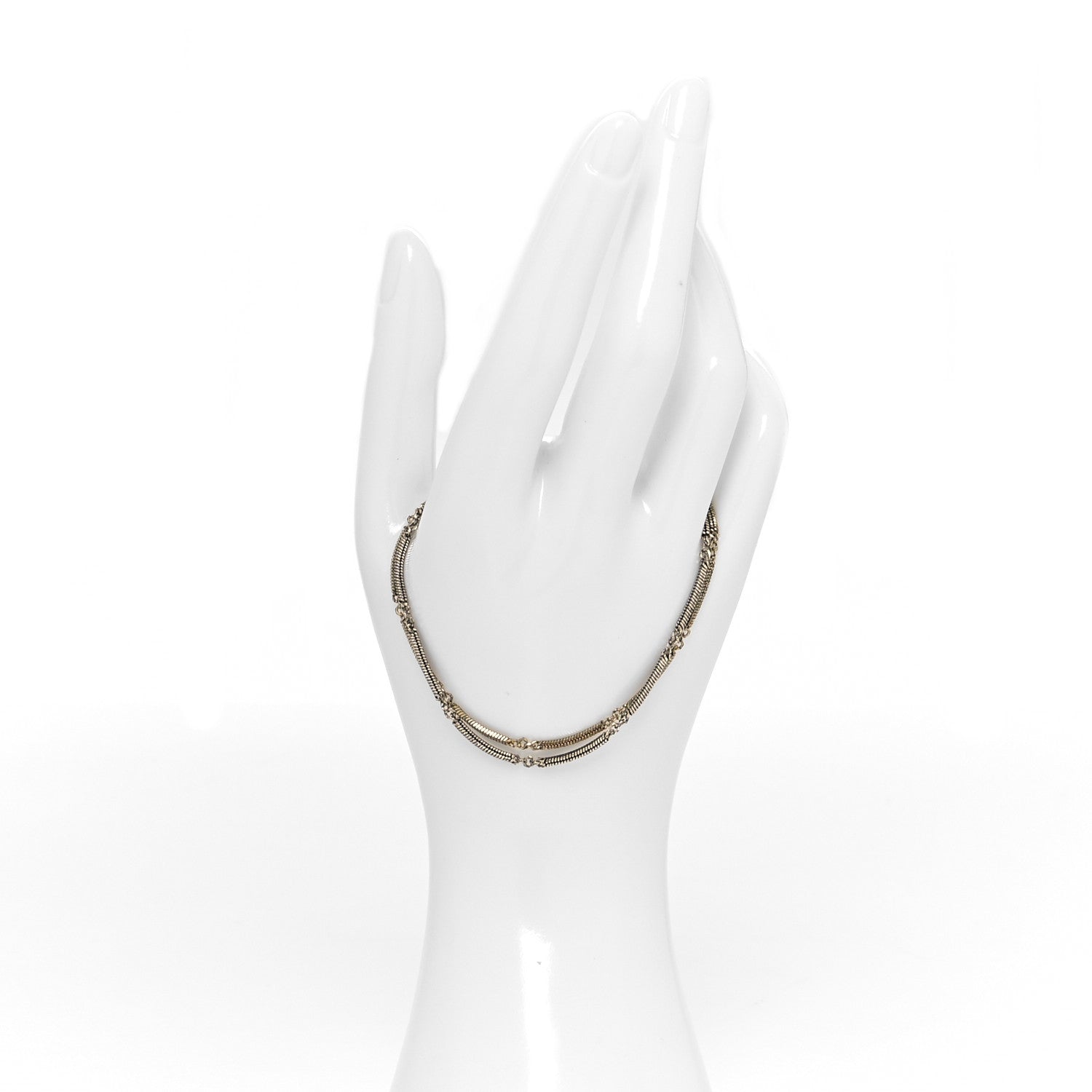 Saint Laurent Brass Double Chain Bracelet Gold Silver 2 of 5