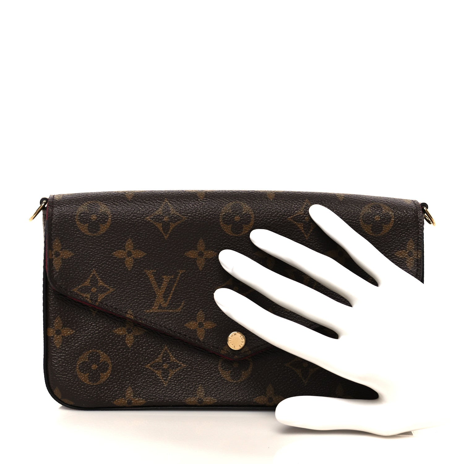 Louis Vuitton Monogram Pochette Felicie Chain Wallet Fuchsia 2 of 11