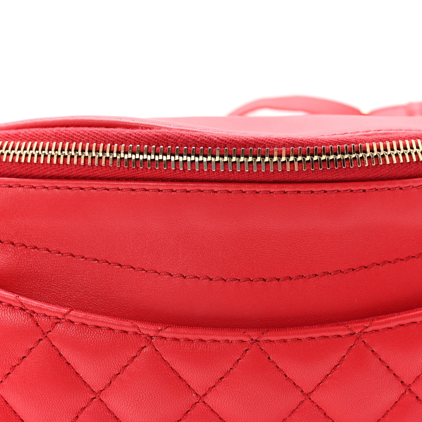 Lambskin Quilted Waist Bag Fanny Pack Red