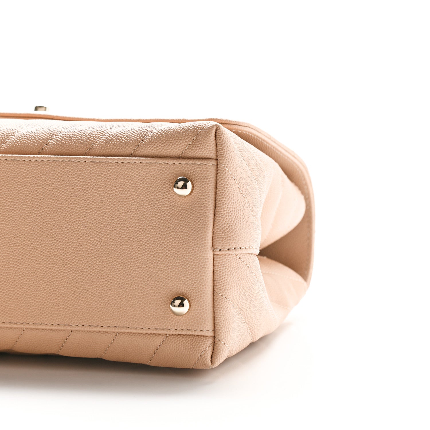 Chanel Caviar Chevron Quilted Small Coco Handle Flap Beige 9 of 9