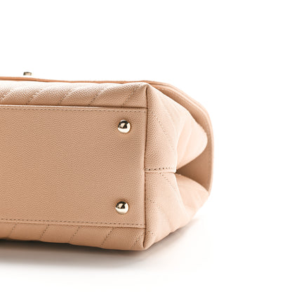 Chanel Caviar Chevron Quilted Small Coco Handle Flap Beige 9 of 9