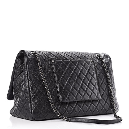 Chanel Calfskin Quilted XXL Travel Flap Bag Black 3 of 9