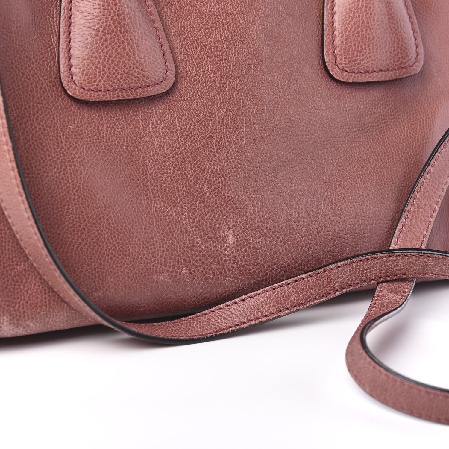 Prada Glace Calf Small Twin Pocket Tote Pink 9 of 10