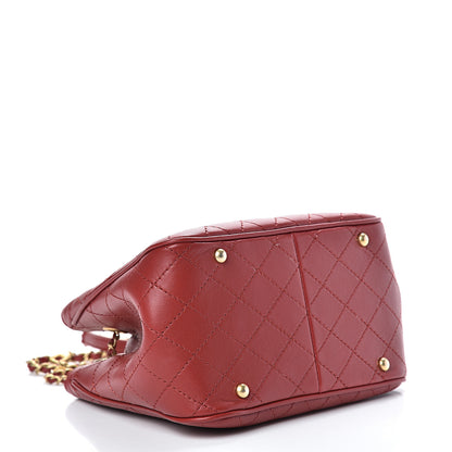 Chanel Calfskin Stitched Small Egyptian Amulet Drawstring Bag Red 3 of 9