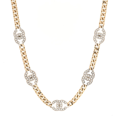 Crystal Chain CC Link Choker Gold Silver