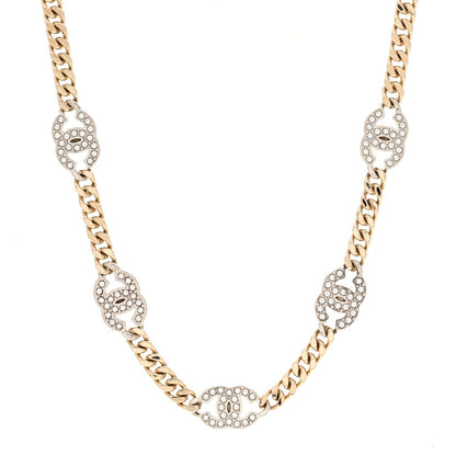 Chanel Crystal Chain CC Link Choker Gold Silver 1 of 5