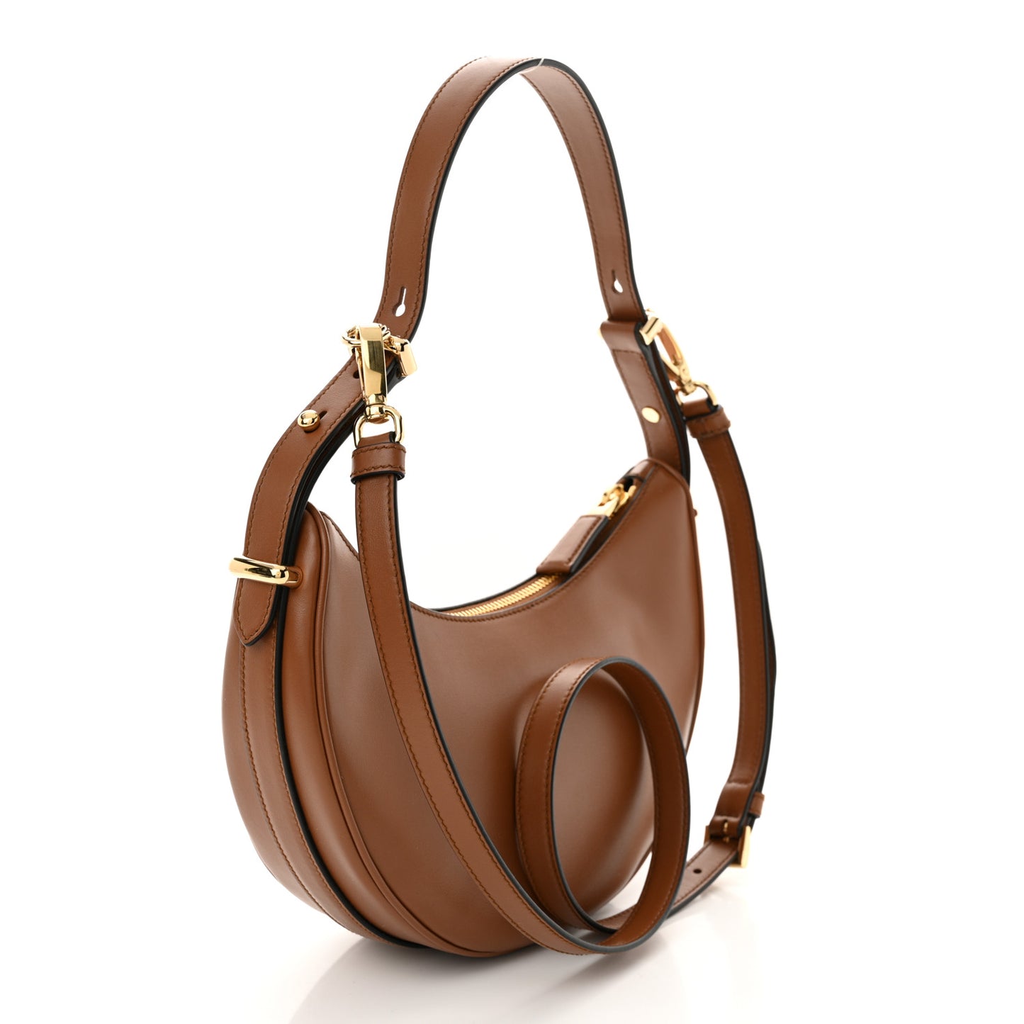 Soft Calfskin Arque Shoulder Bag Cognac