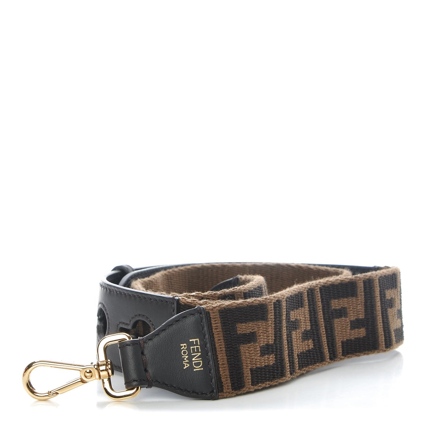 Ribbon Vitello Century FF 1974 Studded Strap You Fango Marrone Ebano