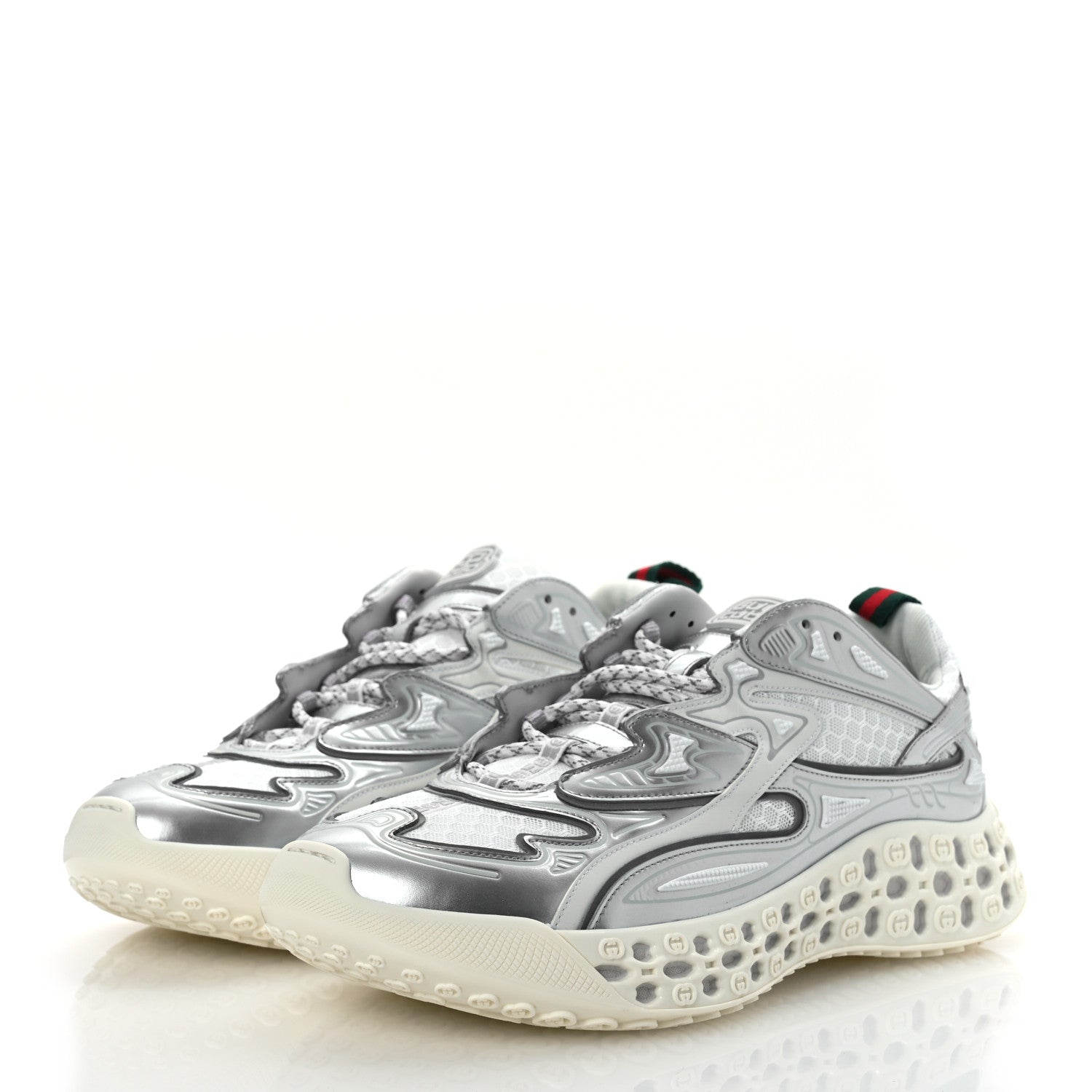 Gucci Metallic Demetra Mesh Cub3d Mens Sneakers 10 Grey White 4 of 11