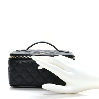 Chanel Lambskin Quilted Top Handle Jewelry Case Black 2 of 13