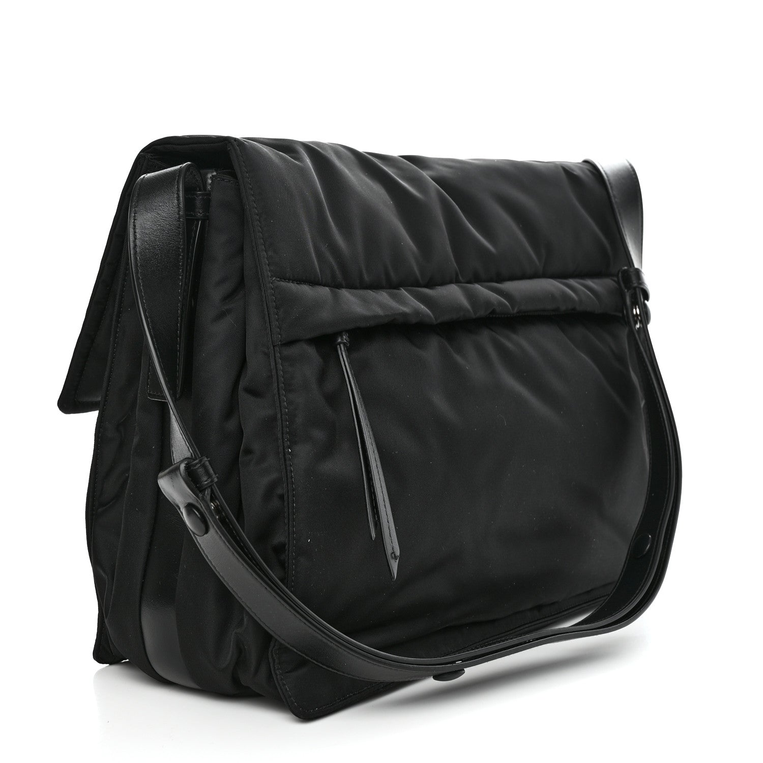 Prada Re-Nylon Vitello Padded Large Flap Shoulder Bag Black 3 of 12