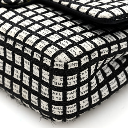Chanel Ribbon Tweed Medium Double Flap Black White 10 of 10