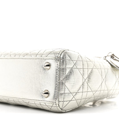 Christian Dior Metallic Grained Calfskin Cannage Small Lucky Badges My Lady Dior Silver 10 of 12
