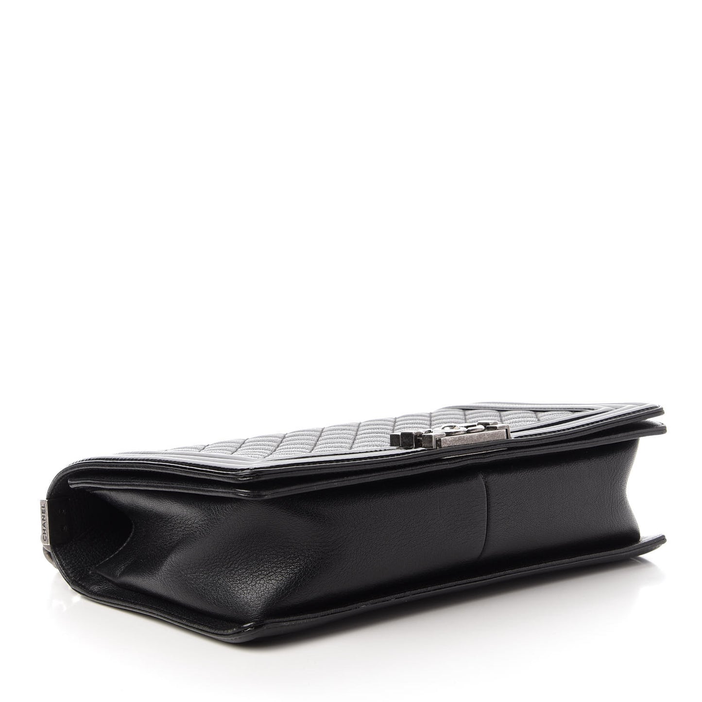 Goatskin Quilted Patent New Medium Duo Boy Flap Black