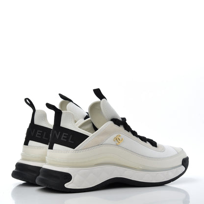 Chanel Velvet Calfskin Mixed Fibers CC Sneakers 41 Ivory Black 4 of 9
