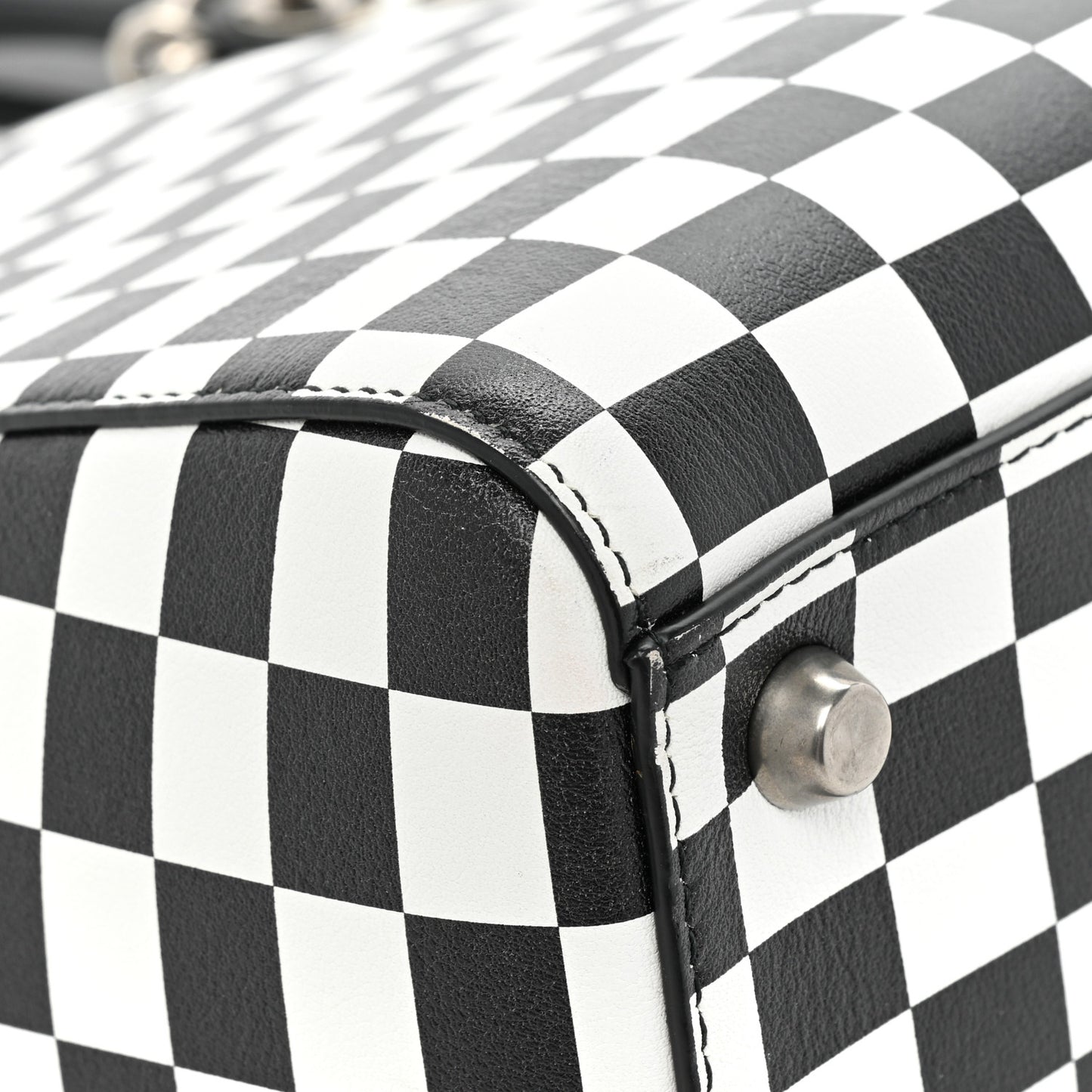 Calfskin Checkered Medium Lady Dior Black White