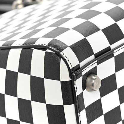 Christian Dior Calfskin Checkered Medium Lady Dior Black White 9 of 12