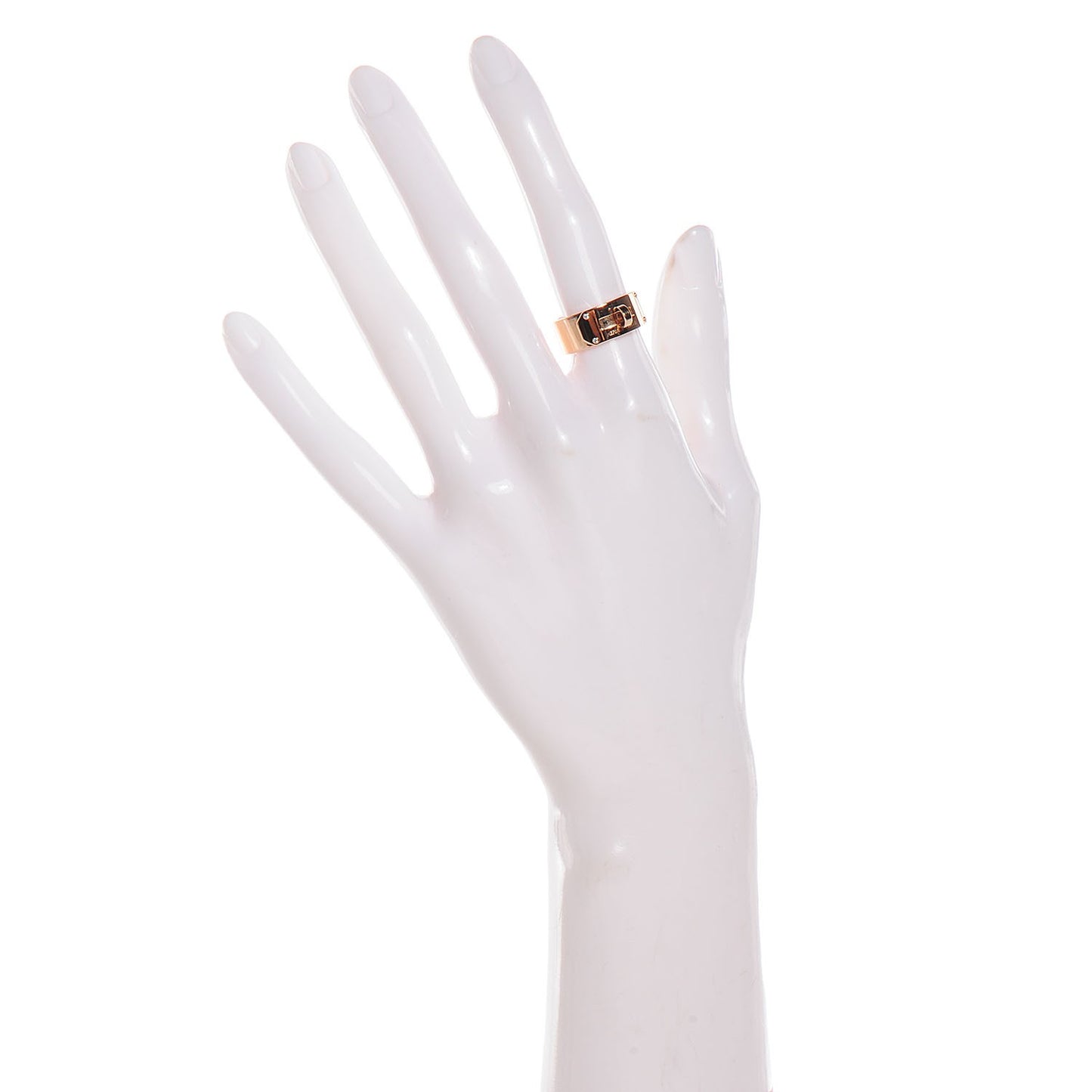 HERMES 18K Rose Gold Diamond Kelly Ring Large 52 US 6