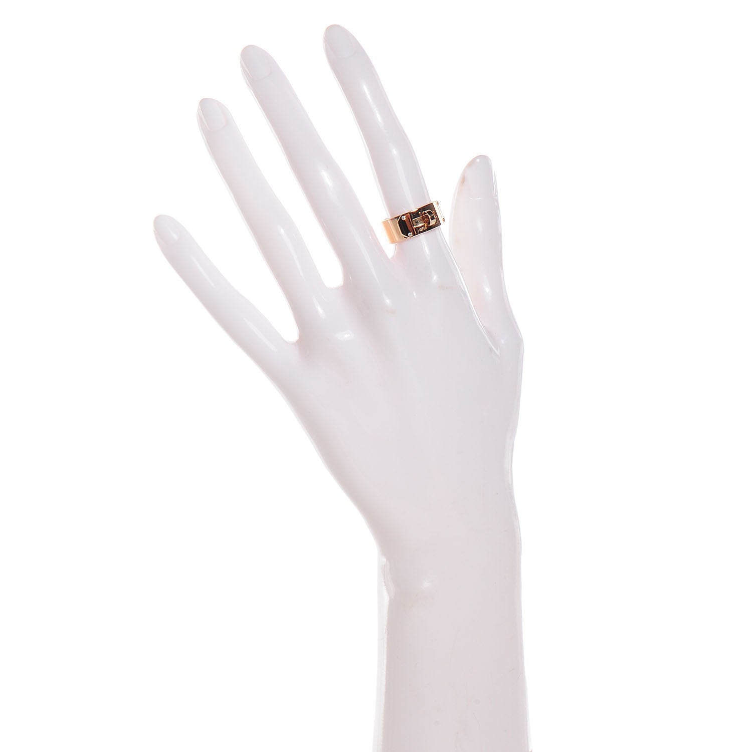 Cartier HERMES 18K Rose Gold Diamond Kelly Ring Large 52 US 6 2 of 7