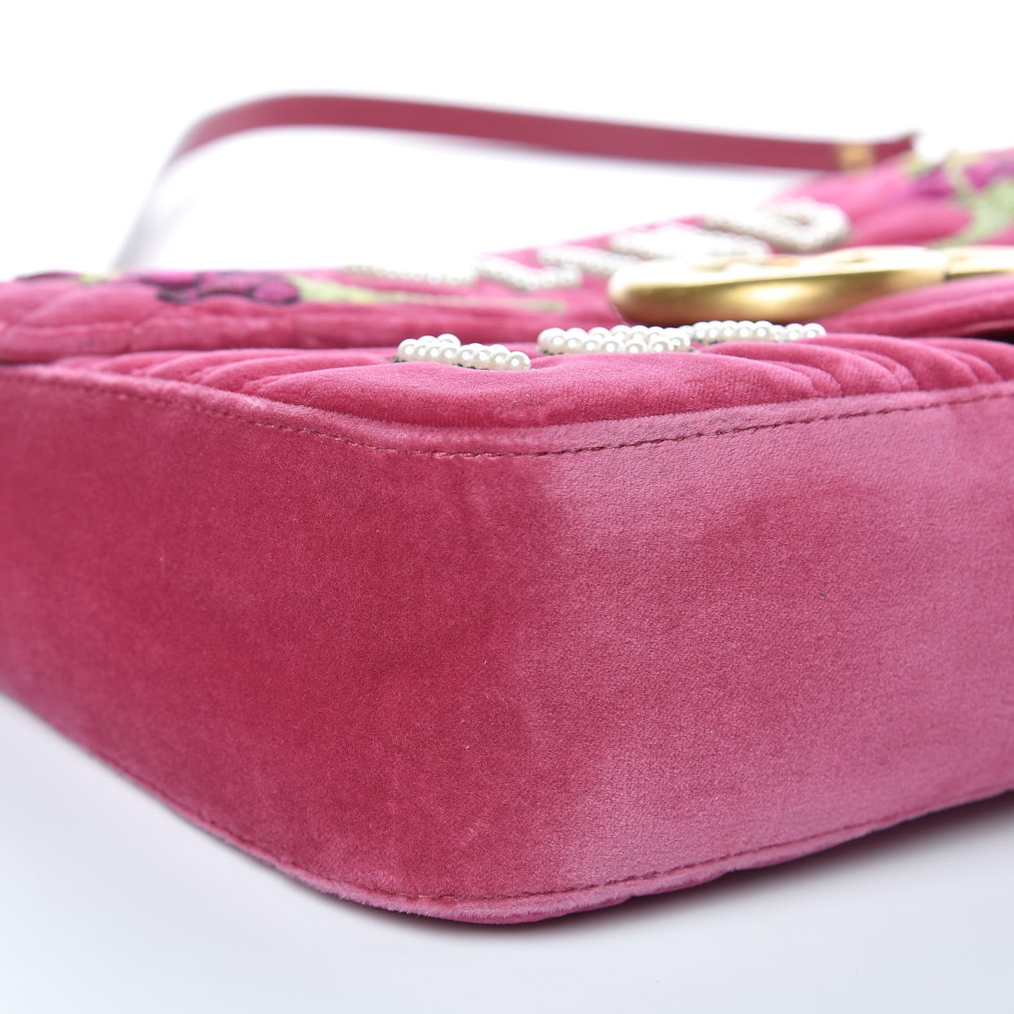 Velvet Matelasse Blind for Love Embroidered Medium GG Marmont Shoulder Bag Light Raspberry Rose Multicolor